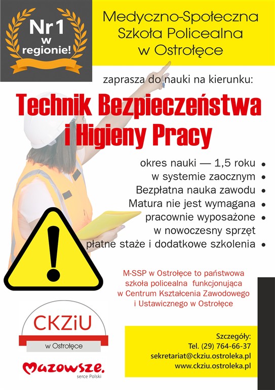 Plakat kierunku: Technik BHP
