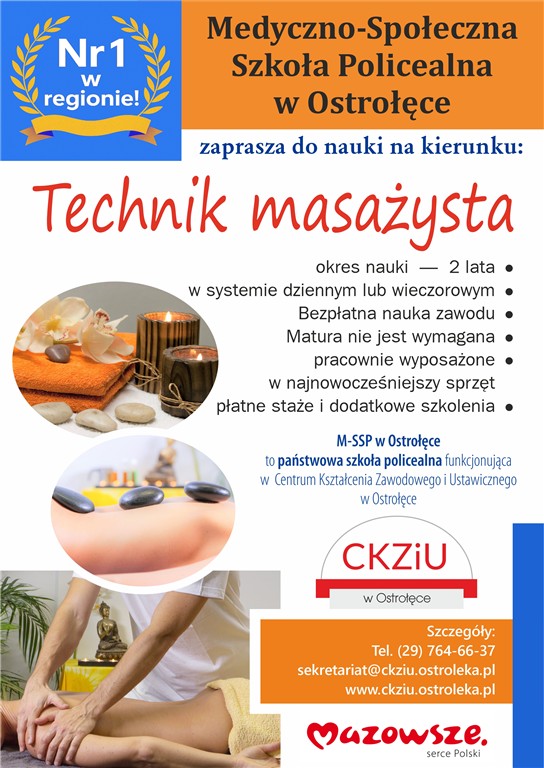 Plakat kierunku: Technik masazysta