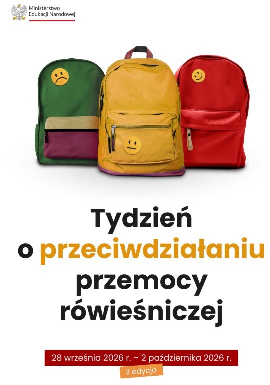 Plakat Tydzień o przeciwdziałaniu przemocy rówieśniczej