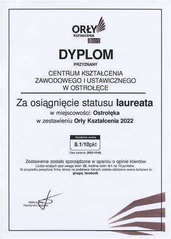 Dyplom "Orły kształcenia"