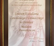 CKZiU w Ostrołęce uhonorowane medalem „Pro Masovia”